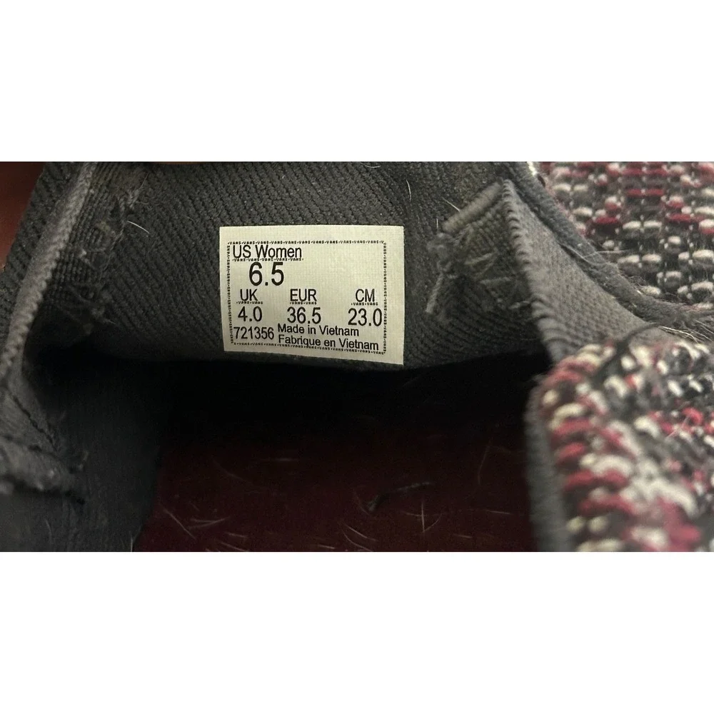 Vans Baja Knit Hoodie Women's Sz 6.5 Gray Burgundy Color way Classic Slip On
